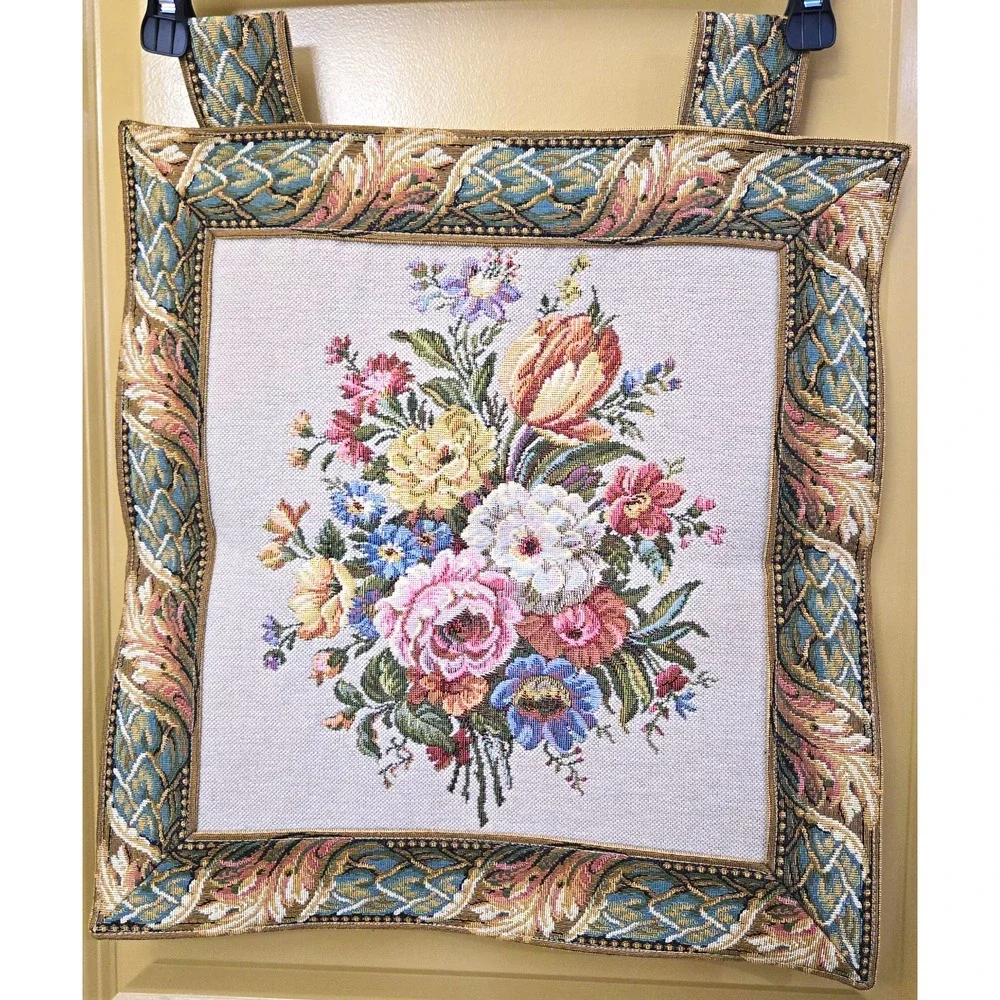 Vtg Metrax Belgium Floral Tapestry Wall Hanging Woven Gobelin Art Factory Label